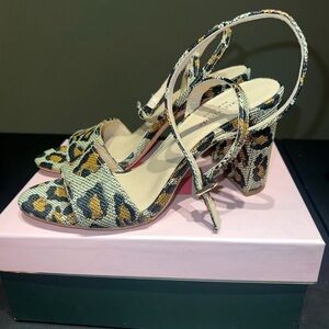 Kate Spade Raffia Heels 8.5 NWB LEOPARD